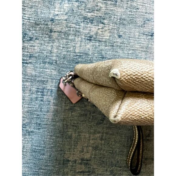 Coach Khaki / Saddle F53563 Signature Double Zip Wristlet - Picture 7 of 8